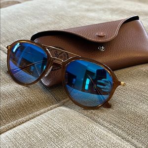 Ray Ban Honey Frame with reflective blue lenses